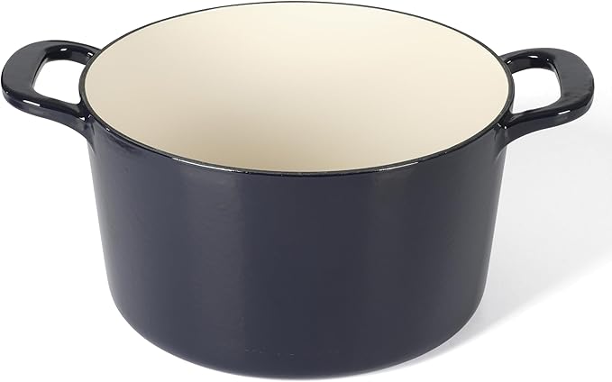 Martha Stewart Gatwick 7 QT Enamel Cast Iron Dutch Oven ??Navy Blue, Heavy-Duty Durable Dutch Oven for Slow Cooking, Braising, and Baking