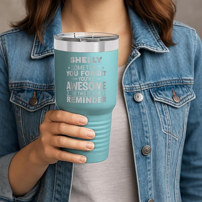 Personalized Inspirational Tumbler, Inspirational Gifts for Men Dad Father Wife Sister Women, Custom Birthday For Him Her, Customized You?셱e Awesome Tumbler, Teacher Coworker Gifts 30oz Teal