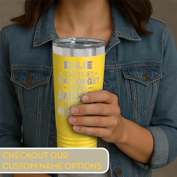 Spotted Dog Company Inspirational Tumbler, Inspirational Gifts for Men Dad Father Wife Sister Women, Birthday For Him Her, You?셱e Awesome Tumbler, Teacher Coworker Gifts 20oz Yellow