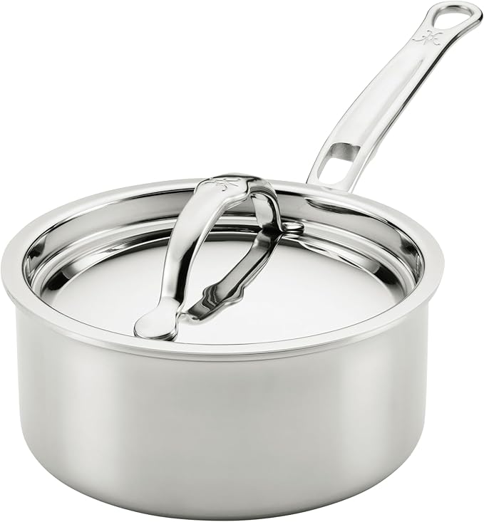 Hestan ProBond Luxe 1.5-Quart Saucepan with Lid, Professional Clad Stainless Steel, ProCore Tri-Ply Clad Construction, Polished Exterior, Induction & Oven Safe