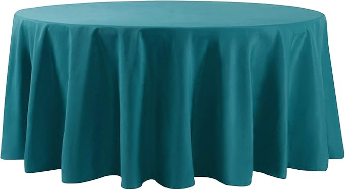Cupuamon 132 inch Round Tablecloth Washable Polyester Table Cloth Decorative Table Cover for Wedding Party Dining Banquet（132 inch,Teal）