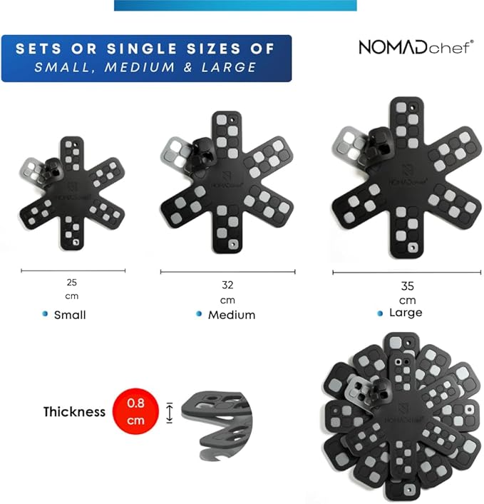 Dual-Use Silicone Pan Protectors for Stacking & Trivets for Hot Dishes | Silicone Trivet Mat | Perfect for Pot and Pan Protectors For Stacking | Cookware Protectors For Stacking (S-BLK/GREY)