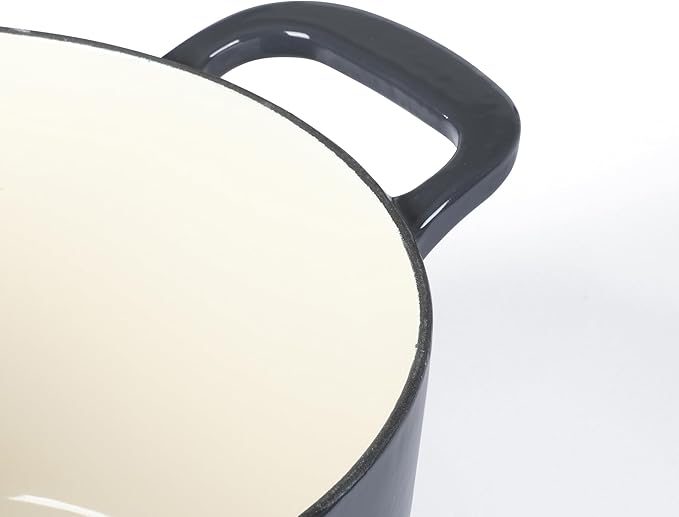 Martha Stewart Gatwick 7 QT Enamel Cast Iron Dutch Oven ??Gray, Durable Heavy-Duty Dutch Oven for Slow Cooking, Braising, and Baking