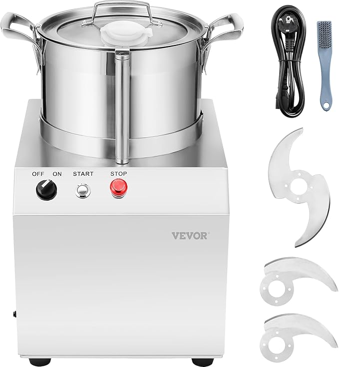VEVOR Food Processor & Vegetable Chopper, 6.3 Quart Food-Grade Stainless Steel Food Processor Chopper with 2 Extra S-Curve Blades, Ideal for Chopping Vegetables, Fruit, Grains, Nuts
