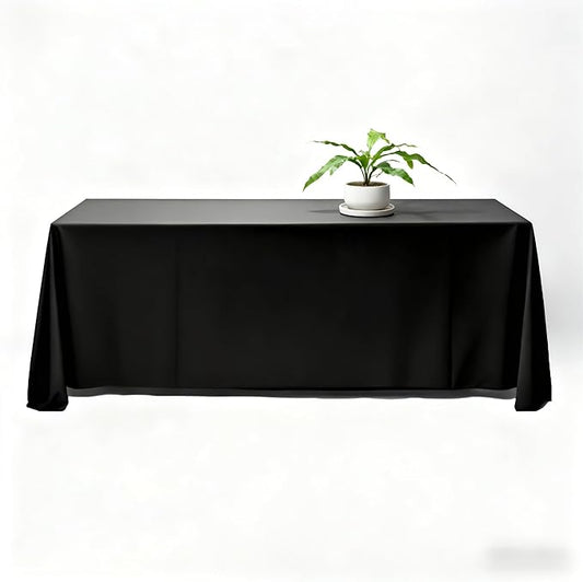 TWINPRET Rectangle Tablecloth 90 x 156 Inch, Black Waterproof Washable Polyester Table Cloth - Stain & Oil Resistant Rectangular Table Cover for Outdoor, Indoor, Banquet & Party (Fits 8 Foot Tables)