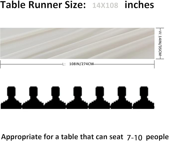 flohar 12Pack 9ft Chiffon Table Runner 14x108 Inch Sheer Romantic Table Runner for Wedding Birthday Party Bridal Shower Outdoor Decoration-Ivory