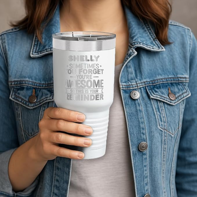 Personalized Inspirational Tumbler, Inspirational Gifts for Men Dad Father Wife Sister Women, Cusom Birthday For Him Her, Customized You?셱e Awesome Tumbler, Teacher Coworker Gifts 30oz White