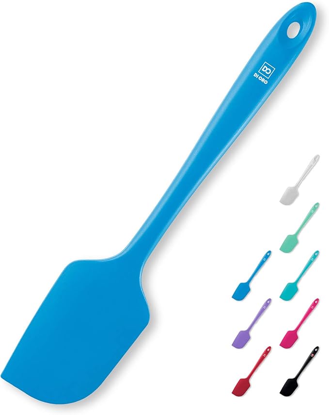 DI ORO Silicone Spatula - 600째F Heat-Resistant Rubber Kitchen Spatula for Baking, Scraping, & Mixing - BPA Free Nonstick Cookware Safe Flexible Utensil for Cooking - Seamless & Dishwasher Safe (Blue)