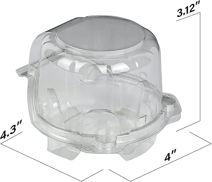 MT Products Clear PET Single Cupcake Container 4.3" x 4" x 3.12" - Individual Muffin Holder - Pack of 300