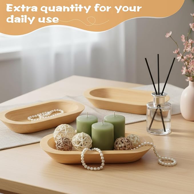 Nuogo 10 Pack Wooden Dough Bowls Bulk 12.5 Inch Rustic Dough Bowls for Wedding DIY Candle Home Crafts Making Farmhouse Fruits Supplies Decoration(Khaki)