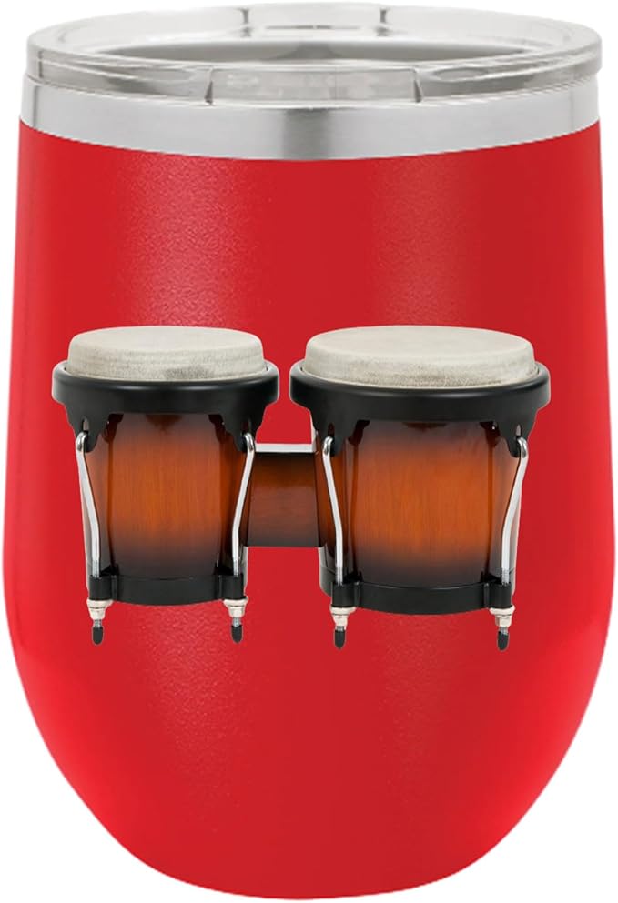 Bongos Wine Tumbler, Bongos Gift, 12oz Stainless Steel Wine Tumbler, Gifts For Him, For Her, For Boys, For Girls, Birthday, Christmas Gift idea (Red)