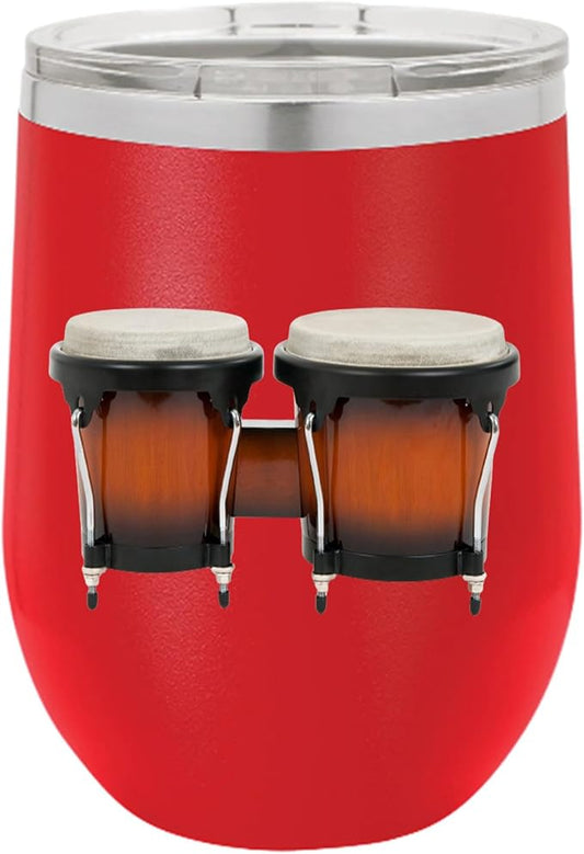 Bongos Wine Tumbler, Bongos Gift, 12oz Stainless Steel Wine Tumbler, Gifts For Him, For Her, For Boys, For Girls, Birthday, Christmas Gift idea (Red)