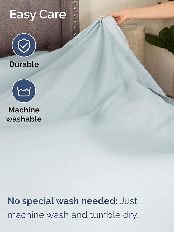 Extra Deep Pocket Full Sheets - 4 Piece Breathable & Cooling Bed Sheets - Hotel Luxury Bed Sheet Set - Soft, Wrinkle Free & Comfy - Easily Fits Extra Deep Mattresses - Deep Pocket Ice Blue Sheets Set