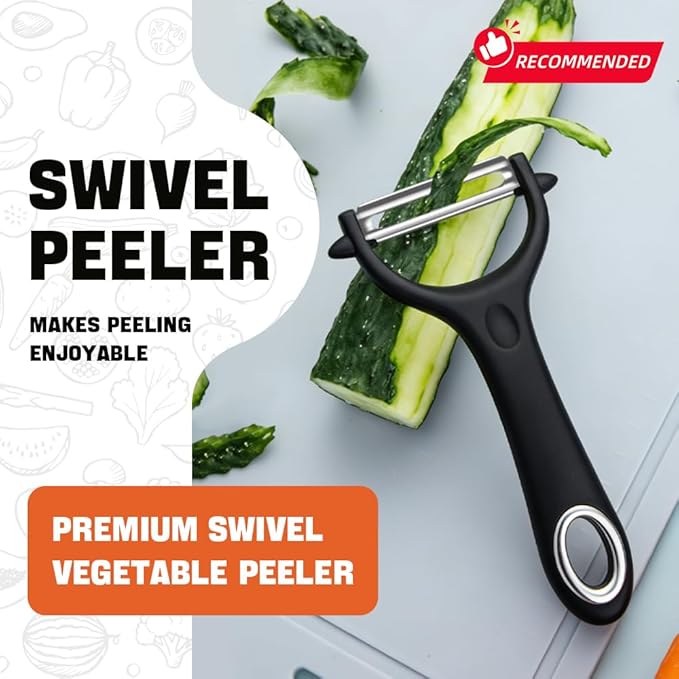 30 Pack Vegetable Potato Peeler for Kitchen,Ergonomic Soft-Touch Handle-Black (Black, 30 Pack)