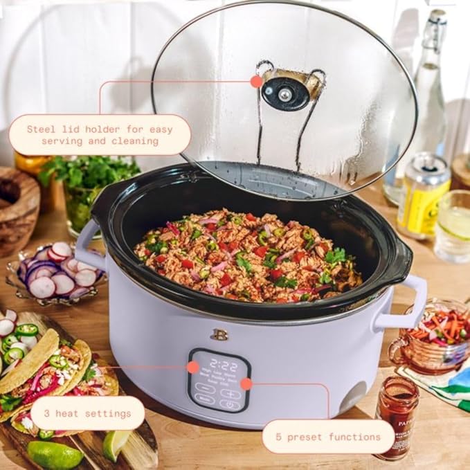 Beautiful 6?‘Quart Programmable Slow Cooker with 5 Presets, Keep?‘Warm, Touch Display & Dishwasher?‘Safe Pot