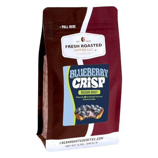 Fresh Roasted Coffee, Blueberry Crisp Flavored Coffee, 12 oz, Medium Roast, Kosher, Ground
