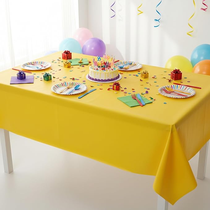 Afcabakila Plastic Table Cloth Disposable 12 Pack, 54 x 108 Inch Reuseable Colorful Rectangle Waterproof Table Cloths for Birthday, Wedding, Picnic & Party Decor, Leakproof & Sturdy, Rainbow Themes