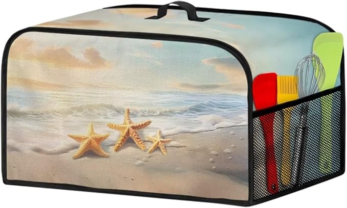 Slow Cooker Cover Dust Cover Oval Appliance Cover 6+ Quart Slow Cooker Beach Print Top Cover with Handles and Accessories Pocket