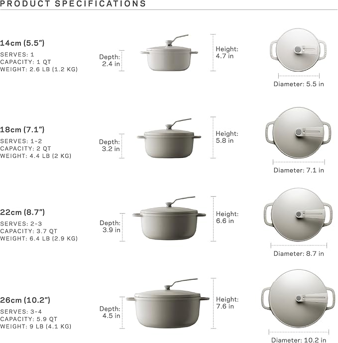 Vermicular Oven Pot 2.0 | Lightweight Enameled Cast Iron Pot | 22cm (3.7 Qt) | Non-Toxic | Induction-compatible | Dutch Oven | Made in Japan | Sea Salt White