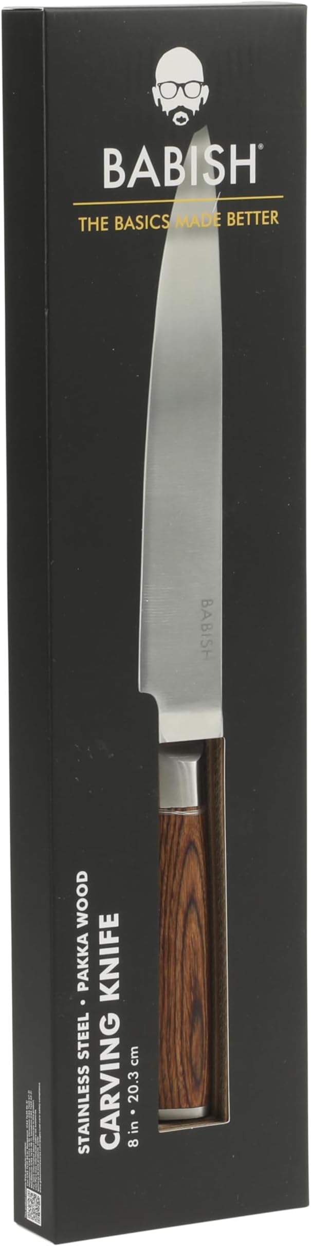 Babish 8-Inch Carving Knife ??High-Carbon 1.4116 German Steel Slicing Knife with Dark Pakka Wood Handle, Full-Tang Razor Sharp Blade for Carving Meat, Turkey, Roast & BBQ