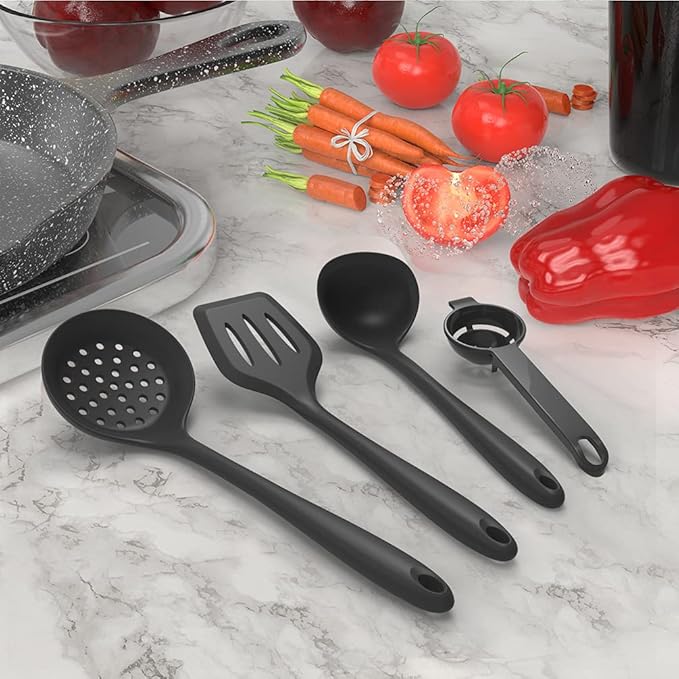 AOTHOD Silicone Cooking Utensils Set - 446째F Heat Resistant Kitchen Utensils,Turner Tongs,Spatula,Spoon,Brush,Whisk,Kitchen Utensil Gadgets Tools Set for Nonstick Cookware,Dishwasher Safe (BPA Free)