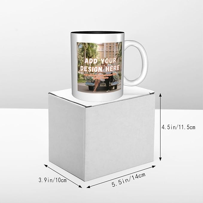 Custom Color Mugs with Partial or Full-Size Printing Customizable Photos and Text Coffee Mugs Creative Multicolor Designs Image (Partial, Black)