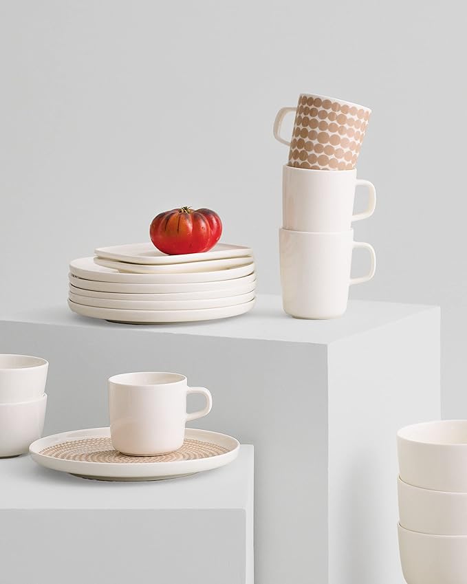 MARIMEKKO Oiva Dinner Plate ??Refine Your Kitchen D챕cor with Our Iconic White Stoneware ??Stylish & Classic White Porcelain Dinner Plates to Elevate Your Dining Experience (10-inch Diameter)