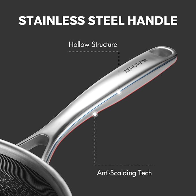 Hybrid Nonstick 10-Inch Frying Pan with Lid,Non Stick Frying Pan,PFAS PFOA PTFE Free,Stay-Cool Handle, Dishwasher-Friendly, Oven-Safe Up to 600째F, Induction Ready, Compatible with All Cooktops