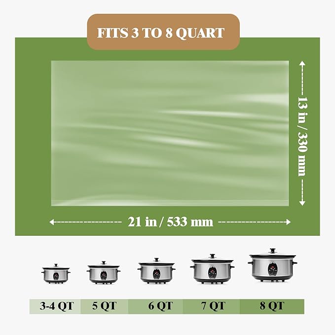 Slow Cooker Liners 20pcs, Large 13??x 21??Disposable Cooking Bags for 3QT to 8QT Slow Cookers, Cooking Tray for Oval and Round Pots (20)