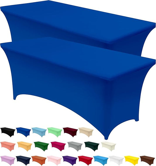 Utopia Kitchen Spandex Tablecloth 2 Pack [6FT, Royal Blue] Tight, Fitted, Washable and Wrinkle Resistant Stretch Table Cloth Rectangle Cover for Trade Show, Weddings & Parties [72Lx30Wx30H Inch]