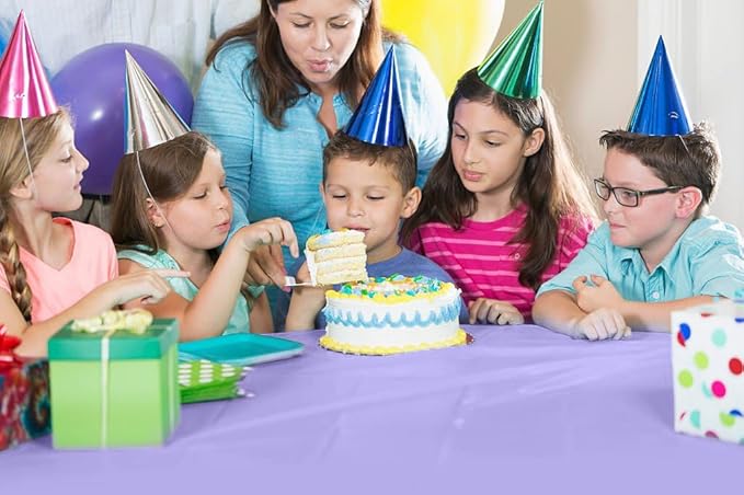 Party Solids 54 Inch X 300 Feet Lavender Plastic Table Cover Roll in A Cut - to - Size Box with Convenient Slide Cutter. Cuts Up to 36 Rectangle 8 Feet Plastic Disposable Tablecloths