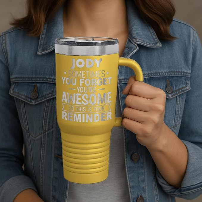 Personalized Inspirational Tumbler, Inspirational Gifts for Men Dad Father Wife Sister Women, Custom Birthday For Him Her, Customized You?셱e Awesome Tumbler, Teacher Coworker Gifts 40oz Yellow