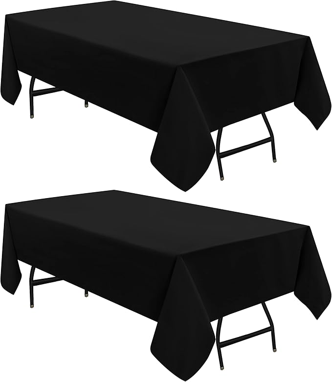 Utopia Kitchen Rectangle Table Cloth 2 Pack [60x84 Inches, Black] Tablecloth Machine Washable Fabric Polyester Table Cover for Dining, Buffet Parties, Picnic, Events, Weddings and Restaurants