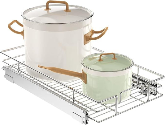 LOVMOR Pull Out Cabinet Organizer 12쩍" W x 21쩍" D, Kitchen Cabinet Pull Out Shelves Slide Out Storage