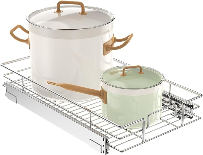 LOVMOR Pull Out Cabinet Organizer 11쩍" W x 21쩍" D, Kitchen Cabinet Pull Out Shelves Slide Out Storage