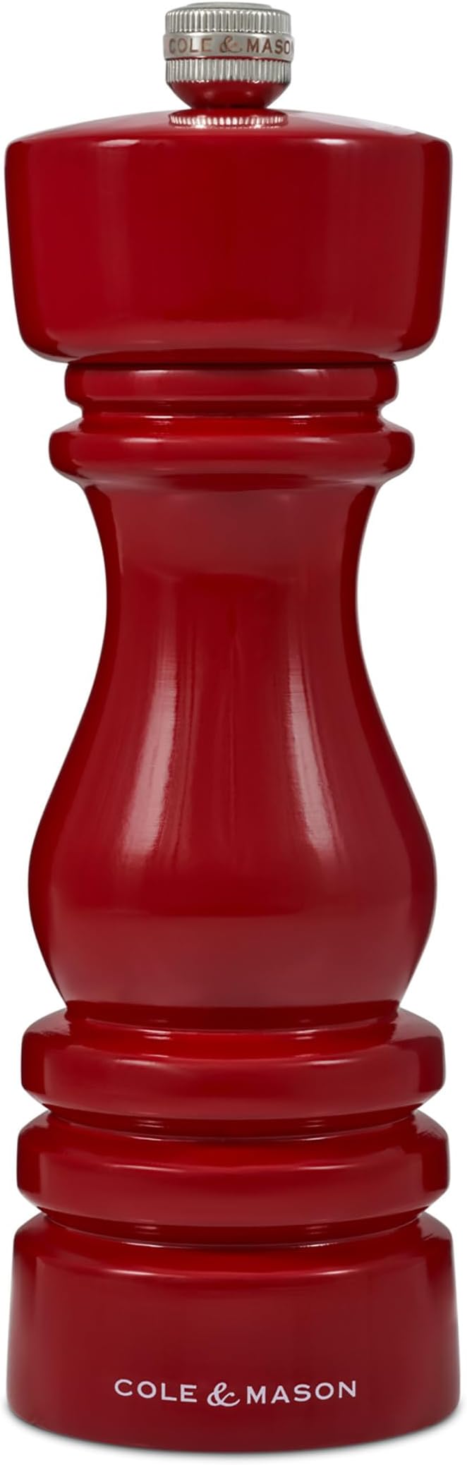 Cole & Mason London Refillable Spice Mill - Kitchen & Home Accessory - Table Salt Grinder - Salt Mill with Ceramic Mechanism - 7", Red Gloss