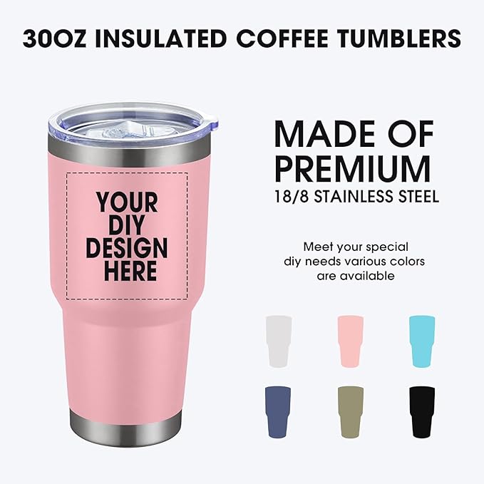 SMLIXE Personalized Coffee Tumbler Print in USA 30oz Stainless Steel Double Wall Insulated Coffee Cup With Text Photo Logo