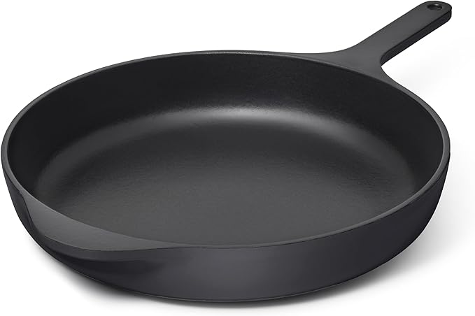 Caraway Cast Iron Skillet - 12??Enameled Cast Iron Pan With 3 Layer Enamel Coating - No Seasoning Required - Compatible With All Stovetops - Free From Forever Chemicals - Charcoal