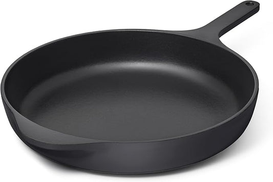 Caraway Cast Iron Skillet - 12??Enameled Cast Iron Pan With 3 Layer Enamel Coating - No Seasoning Required - Compatible With All Stovetops - Free From Forever Chemicals - Charcoal