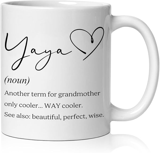 Yaya Grandma Mug, Yaya Grandmother Gifts from Grandkids Coffee Cup Ceramic, Grandma Gifts for Birthday Christmas Ceramic Coffee Tea Mug 11 oz