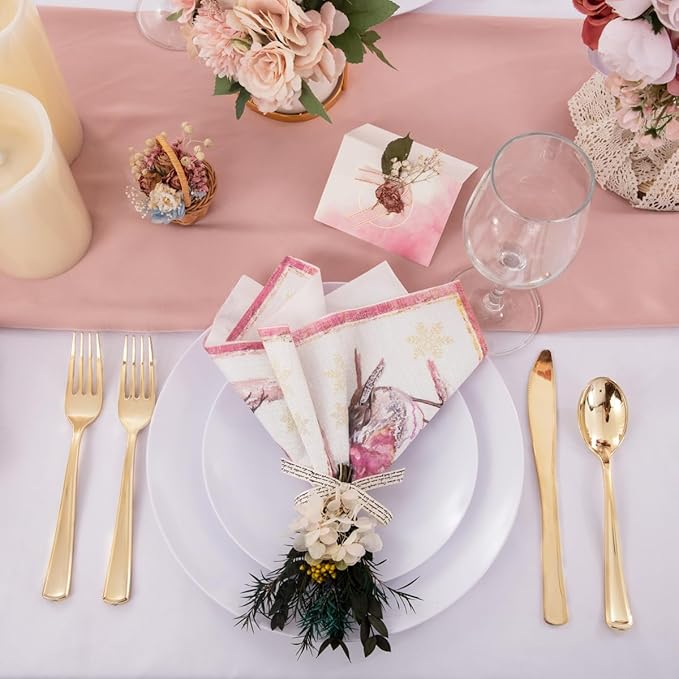 Hioasis 100pcs White Plastic Plates for Party - 7.5" Dinner Plates Disposable, Heavy -duty, Classy and Elegant for Wedding and New Year