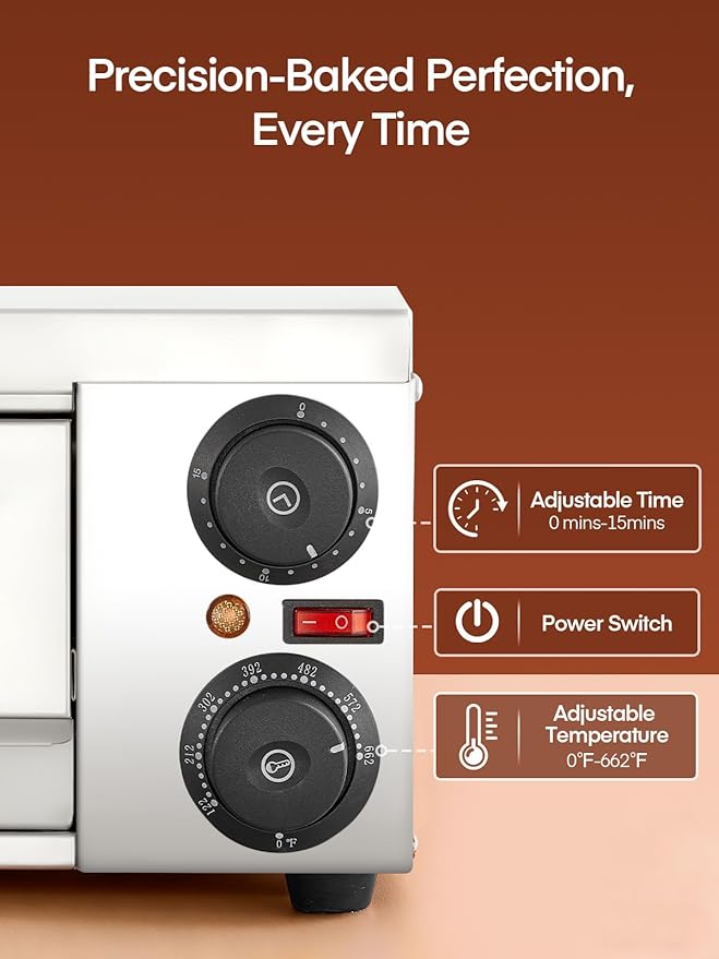 Pizza Oven Indoor, 12 Inch Electric Pizza Ovens with 662??Max Temp, 1800W Pizza Maker for Home with Alert Timer, Pizza Cooker Machine Suitable for Both Home and Commercial Use
