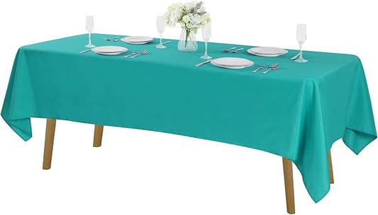 Cupuamon Rectangle Tablecloth 60x120 inch Washable Polyester Fabric Table Cloth for Wedding Party Dining Banquet Decoration（60x120, Turquoise）