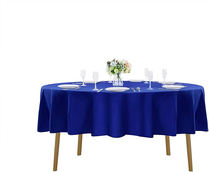 Cupuamon 90 inch Round Tablecloth Washable Polyester Table Cloth Decorative Table Cover for Wedding Party Dining Banquet（90 inch,Royal Blue）