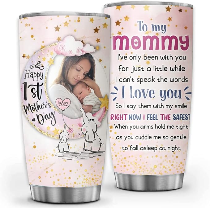 Personalized To My Mommy Tumbler, Birthday Christmas Mother's Day Gifts for Women New Mom Wife from Husband, Gifts for Woman After Birth, Custom Photo Stainless Steel Tumbler 20oz 30oz Gift For Women