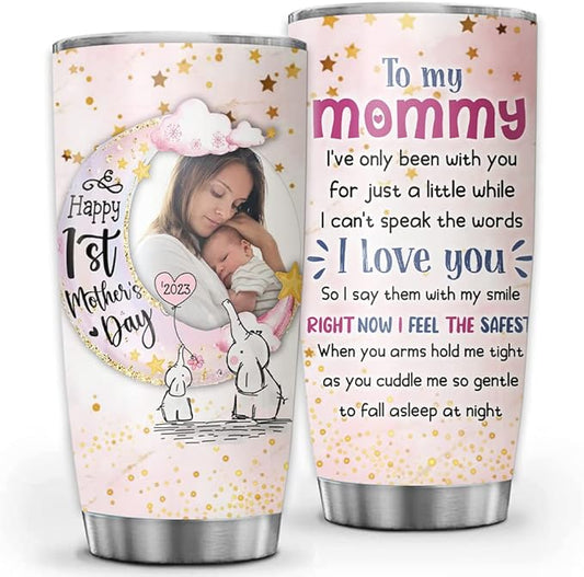 Personalized To My Mommy Tumbler, Birthday Christmas Mother's Day Gifts for Women New Mom Wife from Husband, Gifts for Woman After Birth, Custom Photo Stainless Steel Tumbler 20oz 30oz Gift For Women
