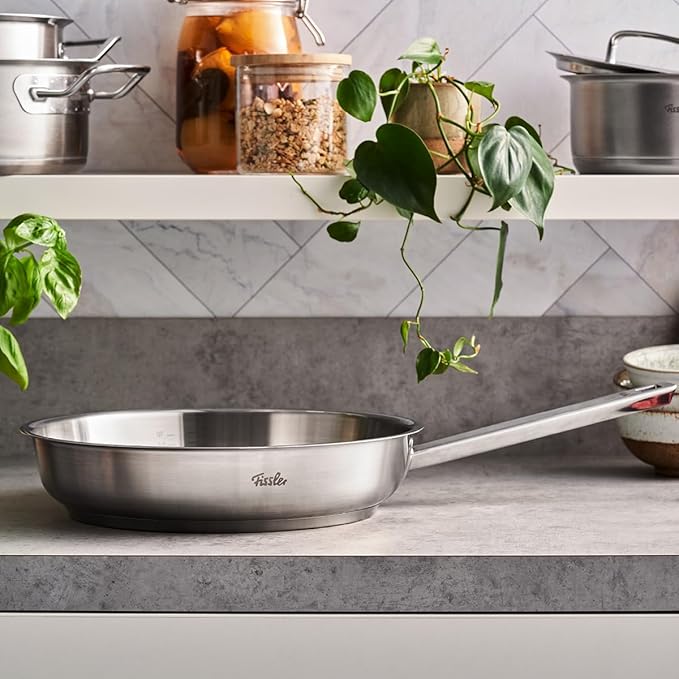 Fissler Original-Profi Collection Stainless Steel 9.5 Inch Frying Pan ??Made in Germany, Novogrill짰 Searing Surface, Induction Ready, Oven Safe