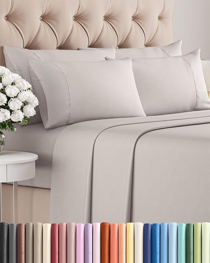 Cal King 6 Piece Sheet Set - Cooling and Breathable Bed Sheets - Hotel Luxury Bed Sheets for Women, Men, Kids and Teens - Deep Pockets - Easy Fit - Soft and Wrinkle Free - Cal King Denim Blue Sheets