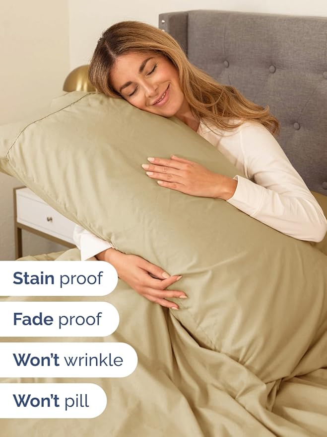Extra Deep Pocket Queen Sheet Set - 4 Piece Breathable & Cooling Bed Sheets - Hotel Luxury Sheet Set - Ultra Soft, Wrinkle Free & Comfy - Easily Fits Extra Deep Mattresses - Deep Pocket Beige Sheets