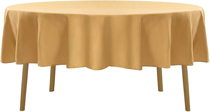 Cupuamon 70 inch Round Tablecloth Washable Polyester Table Cloth Decorative Table Cover for Wedding Party Dining Banquet（70 inch,Gold）